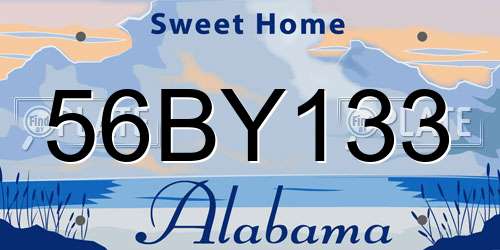 56BY133 Alabama License Plate
