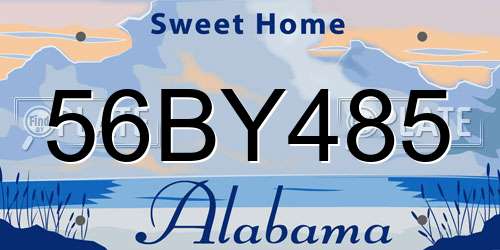 56BY485 Alabama License Plate