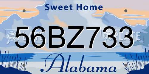 56BZ733 Alabama License Plate