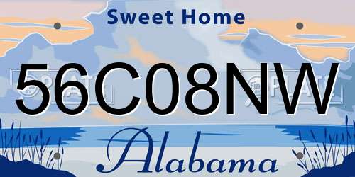 56C08NW Alabama License Plate
