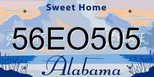 56EO505 Alabama License Plate