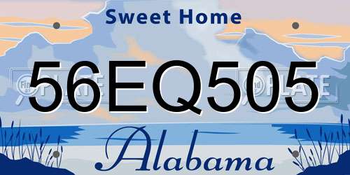 56EQ505 Alabama License Plate