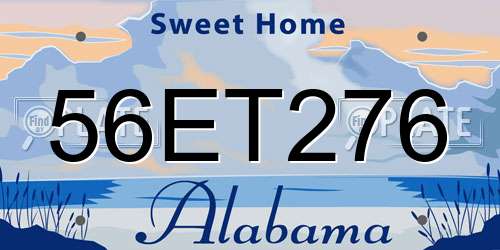 56ET276 Alabama License Plate