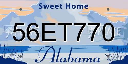 56ET770 Alabama License Plate