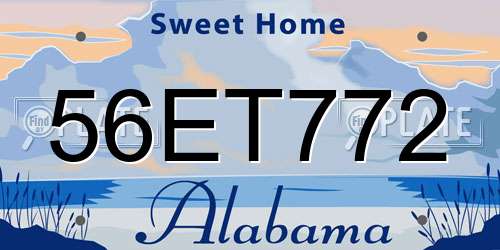56ET772 Alabama License Plate