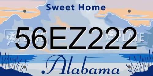 56EZ222 Alabama License Plate