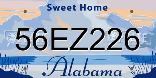56EZ226 Alabama License Plate