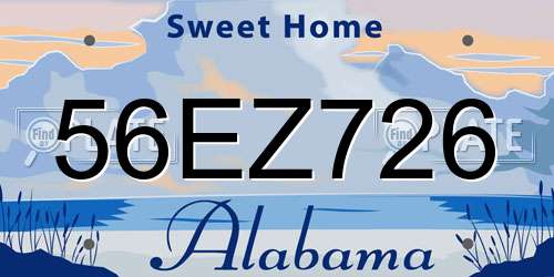 56EZ726 Alabama License Plate