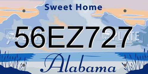 56EZ727 Alabama License Plate