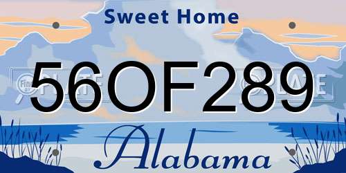 56OF289 Alabama License Plate