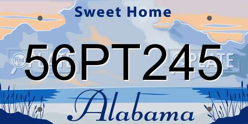 56PT245 Alabama License Plate