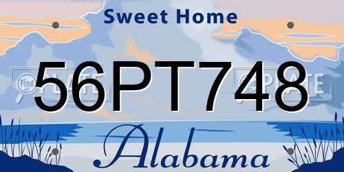 56PT748 Alabama License Plate