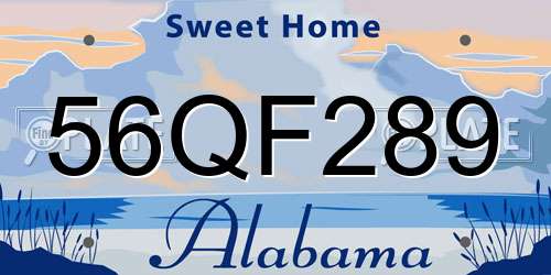 56QF289 Alabama License Plate
