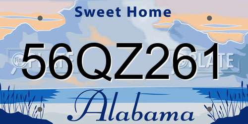 56QZ261 Alabama License Plate