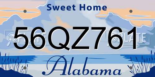 56QZ761 Alabama License Plate