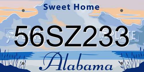 56SZ233 Alabama License Plate