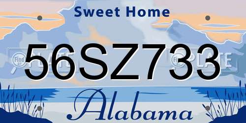 56SZ733 Alabama License Plate