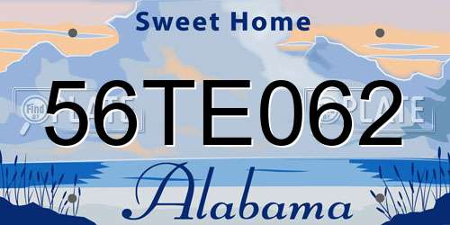 56TE062 Alabama License Plate