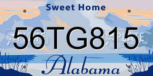 56TG815 Alabama License Plate