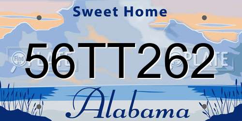 56TT262 Alabama License Plate