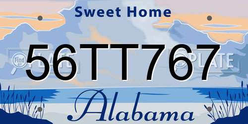 56TT767 Alabama License Plate