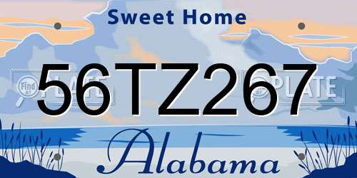 56TZ267 Alabama License Plate