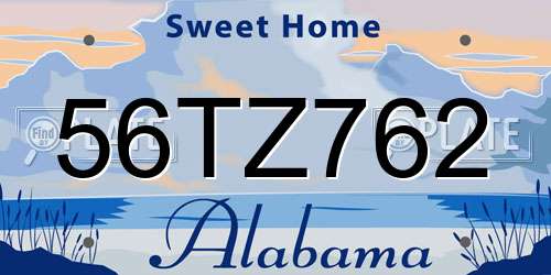 56TZ762 Alabama License Plate