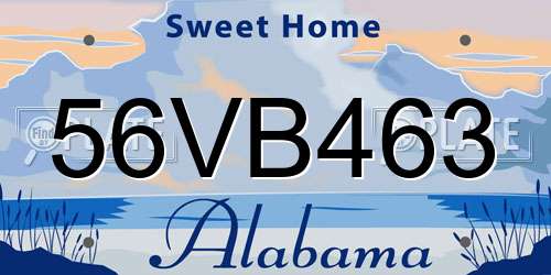 56VB463 Alabama License Plate
