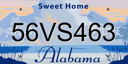 56VS463 Alabama License Plate