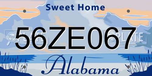 56ZE067 Alabama License Plate
