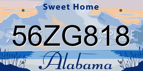 56ZG818 Alabama License Plate