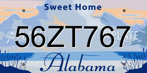 56ZT767 Alabama License Plate