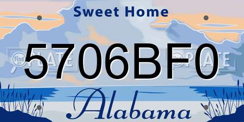 5706BF0 Alabama License Plate