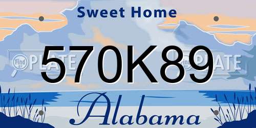 570K89 Alabama License Plate