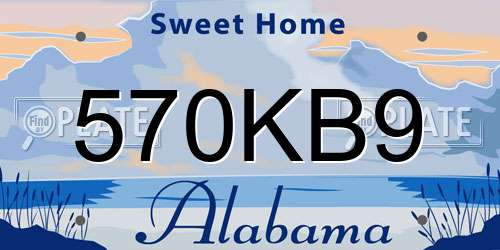 570KB9 Alabama License Plate