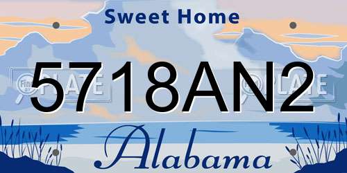 5718AN2 Alabama License Plate