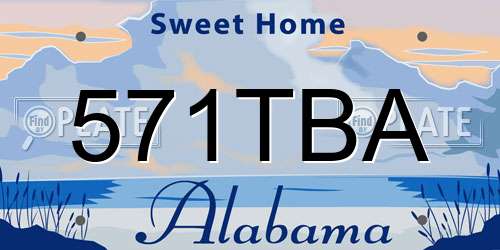 571TBA Alabama License Plate