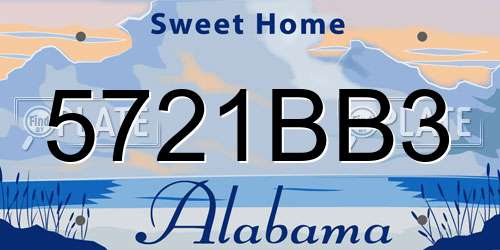 5721BB3 Alabama License Plate