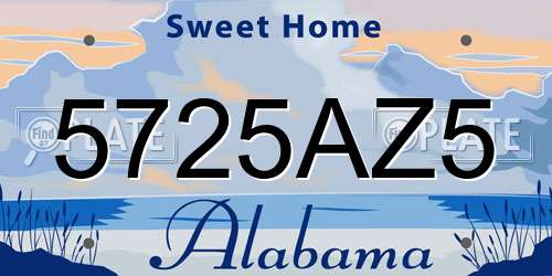 5725AZ5 Alabama License Plate