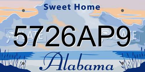 5726AP9 Alabama License Plate