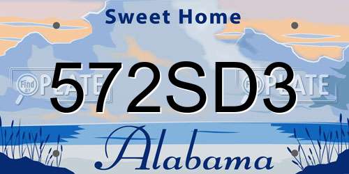 572SD3 Alabama License Plate