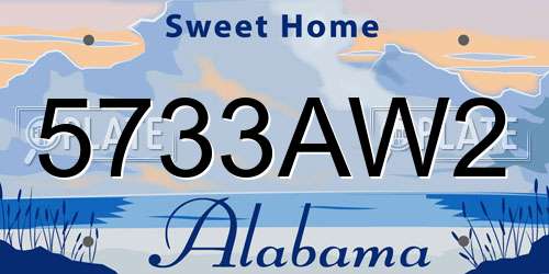 5733AW2 Alabama License Plate