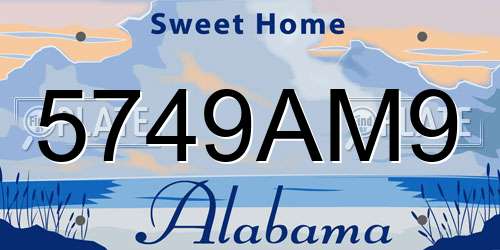 5749AM9 Alabama License Plate