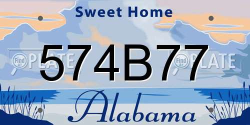 574B77 Alabama License Plate