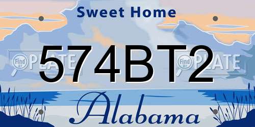 574BT2 Alabama License Plate