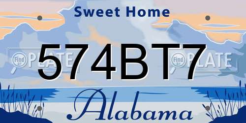 574BT7 Alabama License Plate