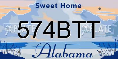 574BTT Alabama License Plate