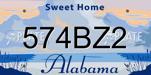 574BZ2 Alabama License Plate