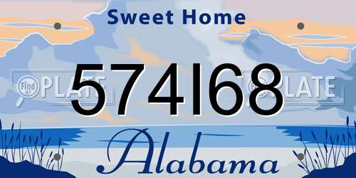 574I68 Alabama License Plate