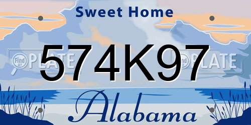 574K97 Alabama License Plate